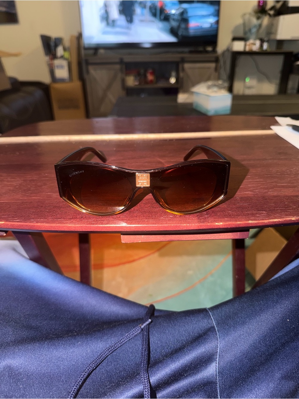 Givenchy Brown Gradient Oversized Shield Sunglasses with Gold Logo